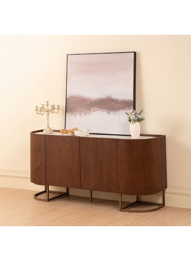 DANUBE HOME Alhamra Stone Top Buffet Cabinet | Strong And Sturdy Kitchen Organiser Rack | Modern Design Sideboard Cabinet Side Board For Dining Room Bar Kitchen L180xW48xH80cm - White/Green/Brown - Image 1