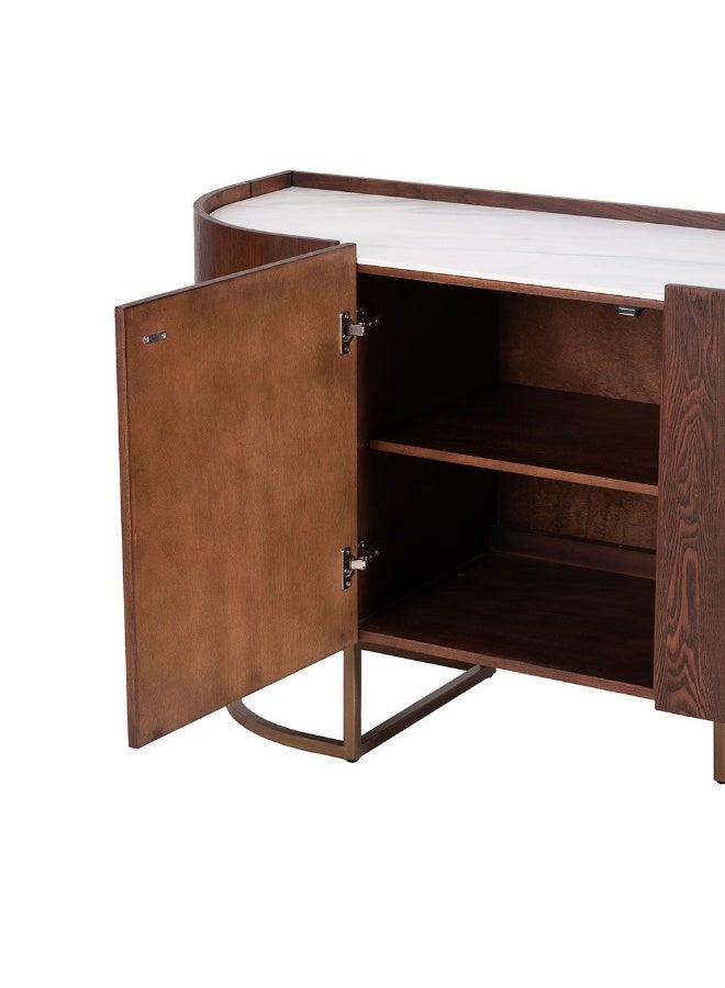 DANUBE HOME Alhamra Stone Top Buffet Cabinet | Strong And Sturdy Kitchen Organiser Rack | Modern Design Sideboard Cabinet Side Board For Dining Room Bar Kitchen L180xW48xH80cm - White/Green/Brown - Image 5