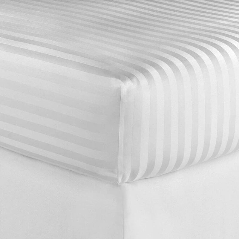 Amali 1cm 100% PureCotton Strip Satin Bedsheet set 6 Pcs Queen Size (160 x 200 + 35 cm) Including Duvet Cover, Fitted Sheet and 2 Oxford & 2 Standard Pillowcases best for Home - Image 3