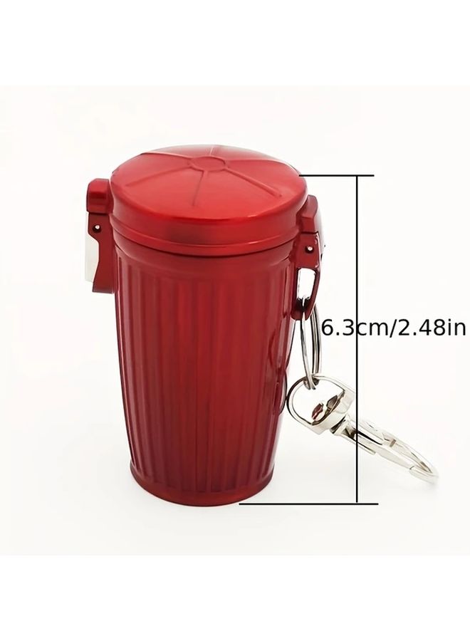Portable Mini Ashtray With Lid Heavy Duty Iron Construction Compact Travel Keychain Black - Image 3
