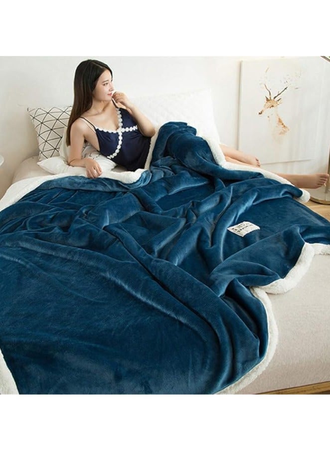 COMFY BLUE THICK SHEEP LUXURIOUS SOFT KING SIZE BLANKET 200 X 230 CM - Image 2