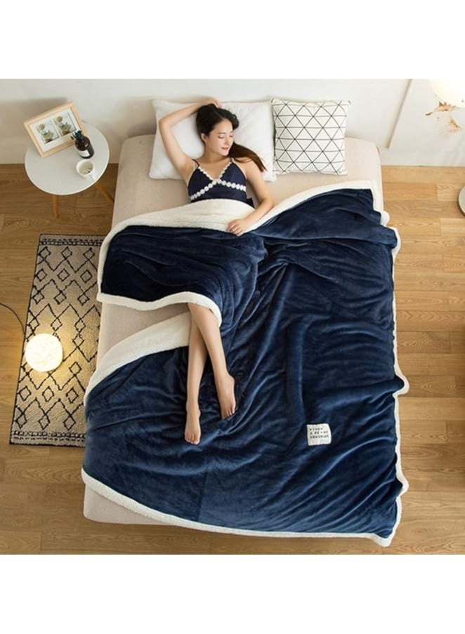 COMFY BLUE THICK SHEEP LUXURIOUS SOFT KING SIZE BLANKET 200 X 230 CM - Image 3