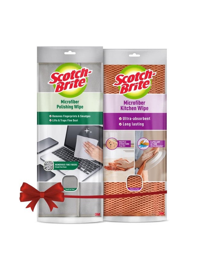 Scotch  Combo |Microfiber Polishing Wipe 1N + Microfiber Kitchen Wipe 1N |, Polyester - Image 1