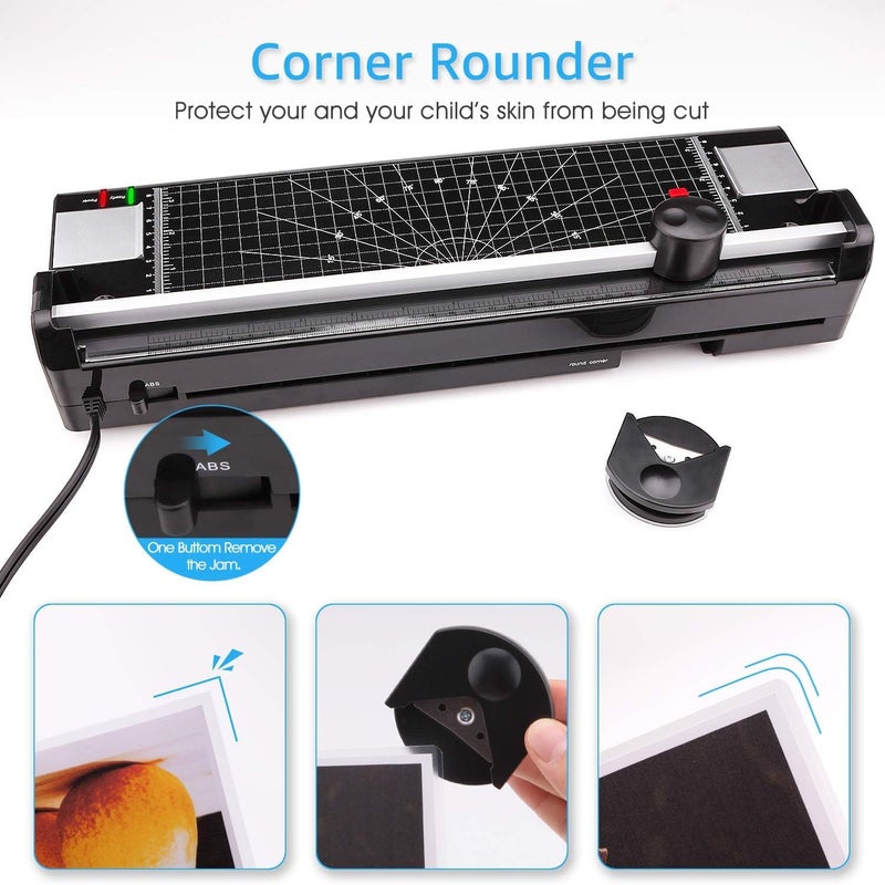 Eficentline Laminator Machine for A3/A4/A6, YE381 13inch Thermal & Cold Laminating Machine for Home Office School Teacher Use with 50 Pouches, Paper Trimmer and Corner Rounder - Image 4