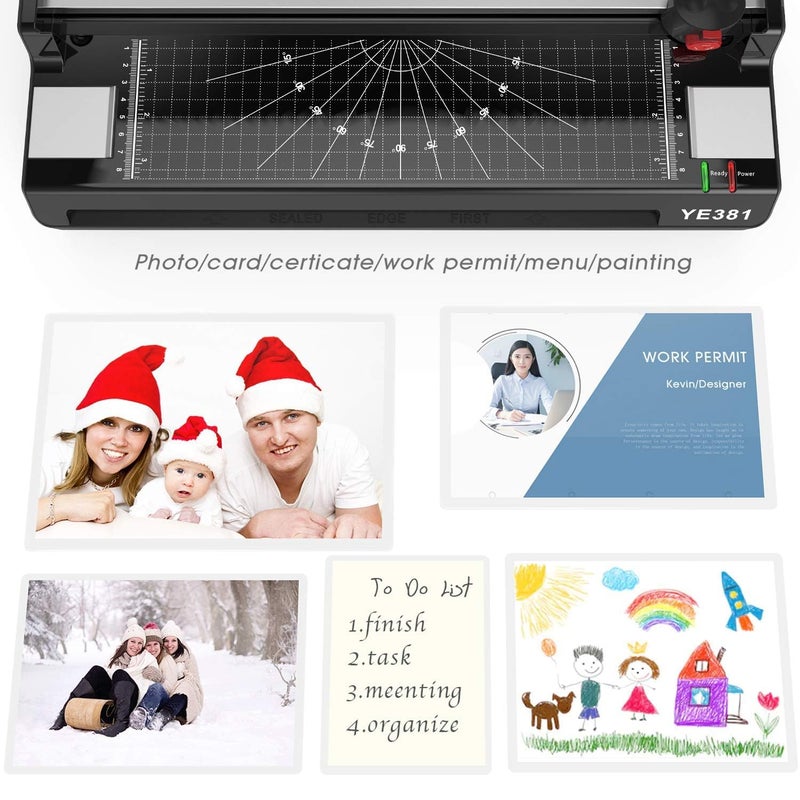 Eficentline Laminator Machine for A3/A4/A6, YE381 13inch Thermal & Cold Laminating Machine for Home Office School Teacher Use with 50 Pouches, Paper Trimmer and Corner Rounder - Image 2