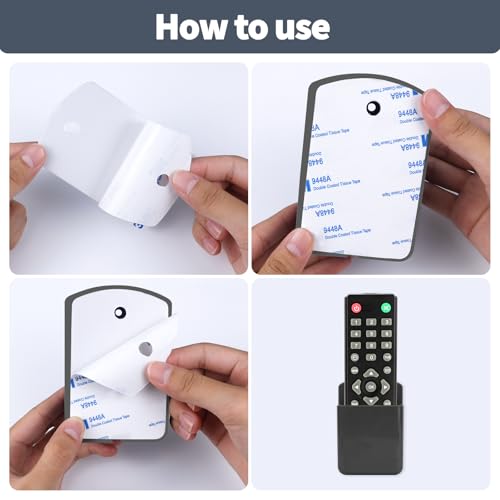 Aecsze 2 PCS Remote Control Holders Wall Mount, Self Adhesive TV Air Conditioner Remote Control Holder, Wall Mount Storage Box Organizer Wall Pen Holder Storage for Home Office School (Grey, 2) - Image 4