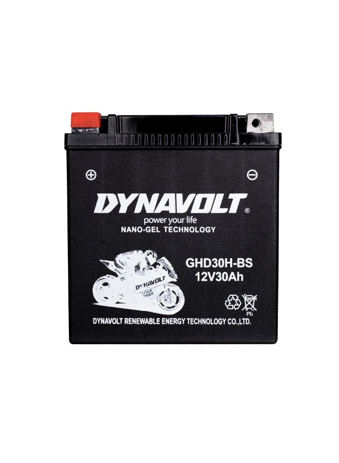 Dynavolt GHD30H-BS 12V 30Ah Nano Gel AGM Motorcycle Battery - Image 1