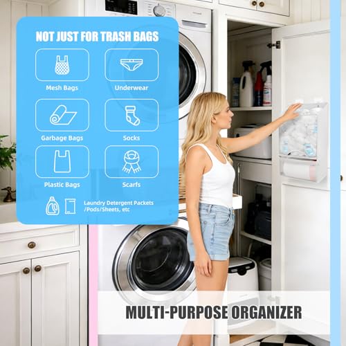 HOUSE AGAIN Plastic Bag Holder-Extra Large Bag Saver Dispenser Wall Mount Organizer Grocery Trash Roll Bag Holder Dispenser-Daily Storage Solution for Kitchen/Bathroom/Laundry/in-Home Recycling Bins - Image 5