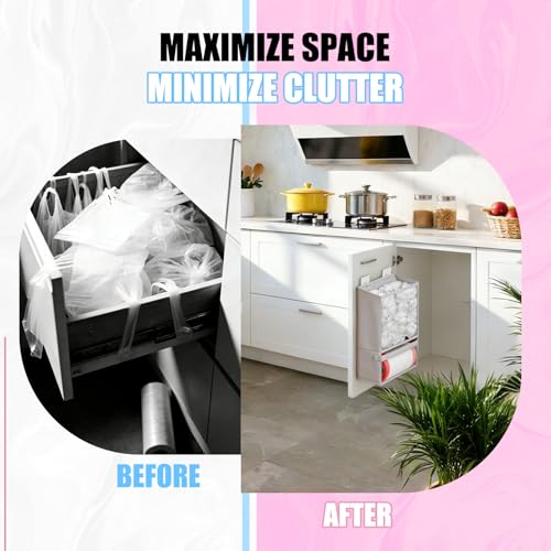 HOUSE AGAIN Plastic Bag Holder-Extra Large Bag Saver Dispenser Wall Mount Organizer Grocery Trash Roll Bag Holder Dispenser-Daily Storage Solution for Kitchen/Bathroom/Laundry/in-Home Recycling Bins - Image 4
