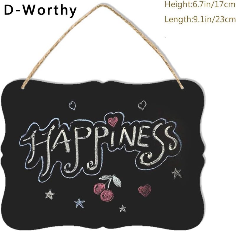 D-worthy Wooden Double Sided Hanging Chalkboard Signs, Vintage Erasable Message Board Sign with Hanging String for Wedding Kitchen Home Party Decoration (Rectangle 03) - Image 3