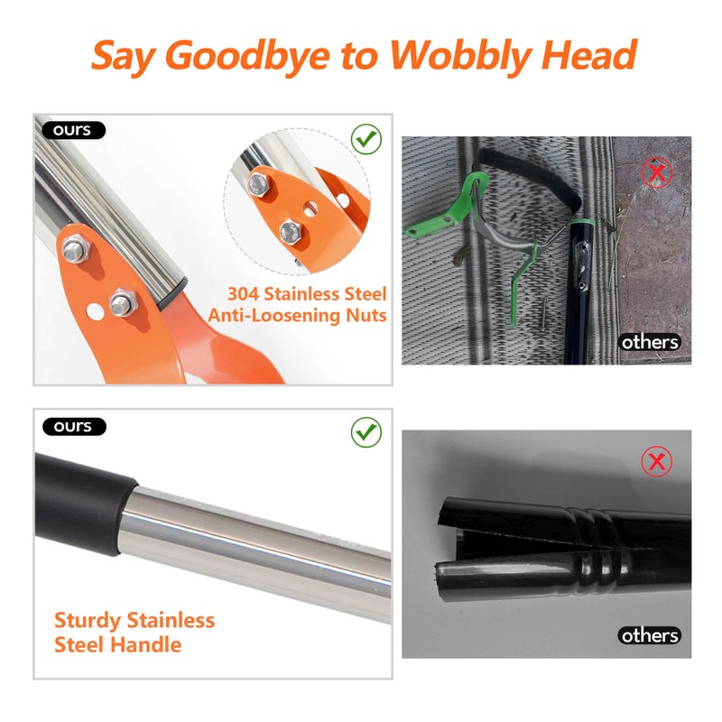 CKLT 63-Inch Stirrup Hoe Garden Tool - Action Hoe with 15Â° Sharp Spring Steel Blade & Anti-Loosening Nut, Adjustable Long Handle Weeding Tool for Flower Beds, Yard, and Farm Weeding - Image 4