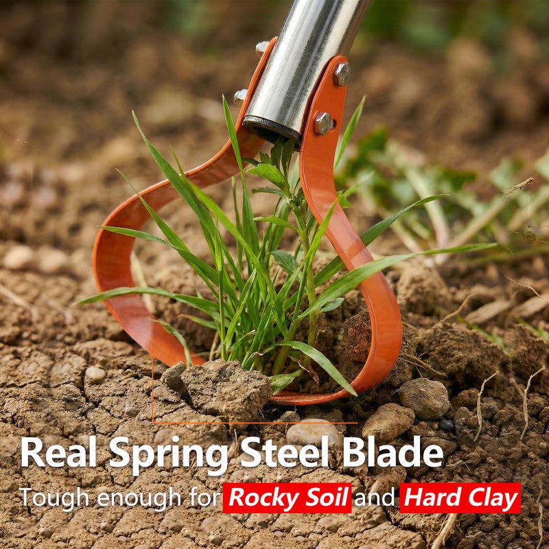 CKLT 63-Inch Stirrup Hoe Garden Tool - Action Hoe with 15Â° Sharp Spring Steel Blade & Anti-Loosening Nut, Adjustable Long Handle Weeding Tool for Flower Beds, Yard, and Farm Weeding - Image 2