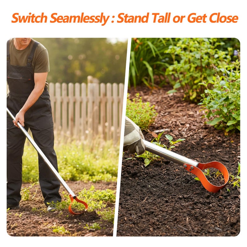 CKLT 63-Inch Stirrup Hoe Garden Tool - Action Hoe with 15Â° Sharp Spring Steel Blade & Anti-Loosening Nut, Adjustable Long Handle Weeding Tool for Flower Beds, Yard, and Farm Weeding - Image 5