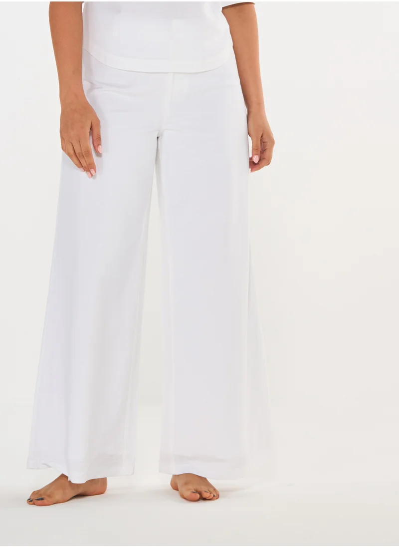 Ashita Fernandes Ashita Fernandes Betty White High-Waisted Wide-Leg Linen Pants for Women – Flared, Ankle-Length, Zipper Front, Breathable & Wrinkle-Resistant Summer Essential