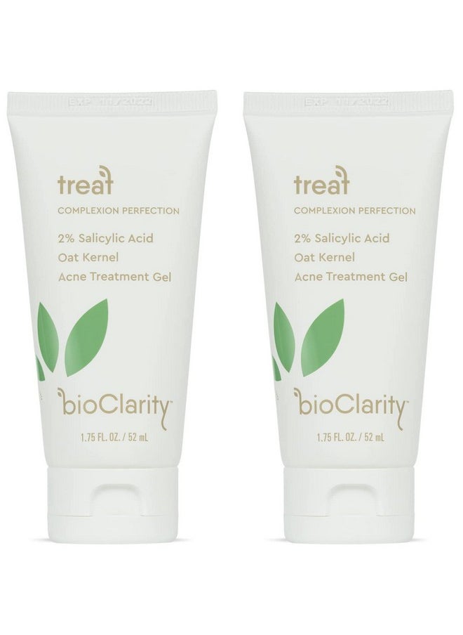 BioClarity - Acne Treatment Gel 2% Salicylic Acid + Moisturizing Oat Kernel 100% Vegan Clean Ingredients 1.75 Fl Oz (Pack Of 2) - Image 1