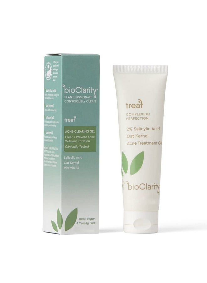 BioClarity - Acne Treatment Gel 2% Salicylic Acid + Moisturizing Oat Kernel 100% Vegan Clean Ingredients 1.75 Fl Oz (Pack Of 2) - Image 1