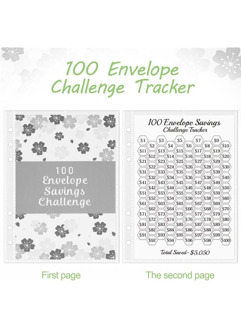 SYOSI 100 Envelopes Money Saving Challenge Binder, Cash Budget Organizer with Laminated $5050 Tracker and Pre Numbered Pockets, Easy Savings Planner for Home Office Travel Budget Management, White - Image 2
