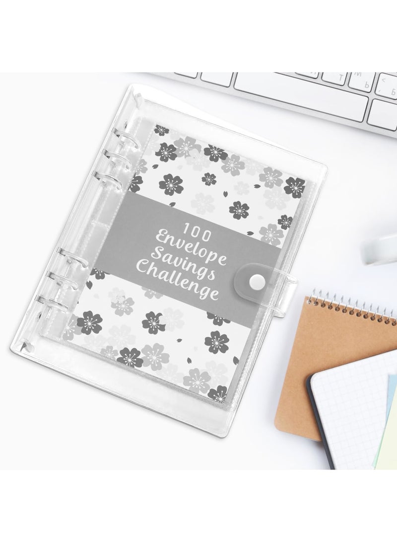 SYOSI 100 Envelopes Money Saving Challenge Binder, Cash Budget Organizer with Laminated $5050 Tracker and Pre Numbered Pockets, Easy Savings Planner for Home Office Travel Budget Management, White - Image 4