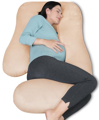 MOON PARK Pregnancy Pillows for Sleeping U Shaped Full Body Maternity Pillow with Removable Cover Support for Back Legs Belly Hips 57 Inch Pregnancy Pillow for Women Brown - Image 1