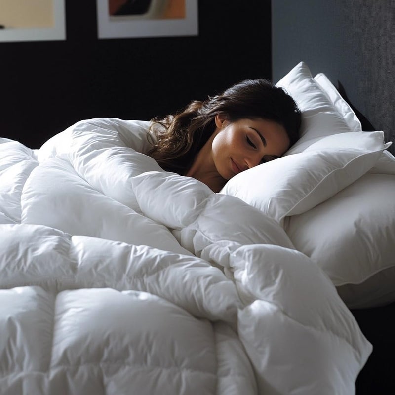 CW Goose Down Comforter Super King Size 120x120 inches Duvet Insert Dowm Duvet Super King 100 Cotton Shell Quilt Ideal for Summer  Winter 750 Fill Power 95oz Fill Weight White Solid