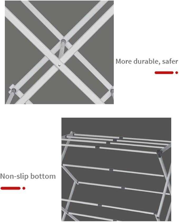 IGNOTI Clothes Drying Rack Foldable Drying Rack Clothing Laundry Drying Rack Expandable and Collabsible Drying Rack FreeStanding Large Clothes Dryer Space Saving IndoorOutdoor Silver - Image 3
