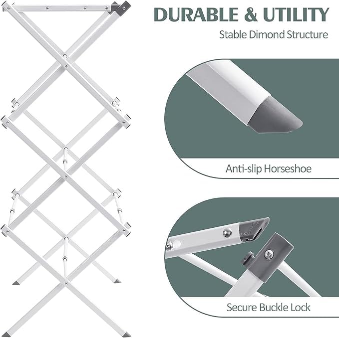 IGNOTI Clothes Drying Rack Foldable Drying Rack Clothing Laundry Drying Rack Expandable and Collabsible Drying Rack FreeStanding Large Clothes Dryer Space Saving IndoorOutdoor Silver - Image 5