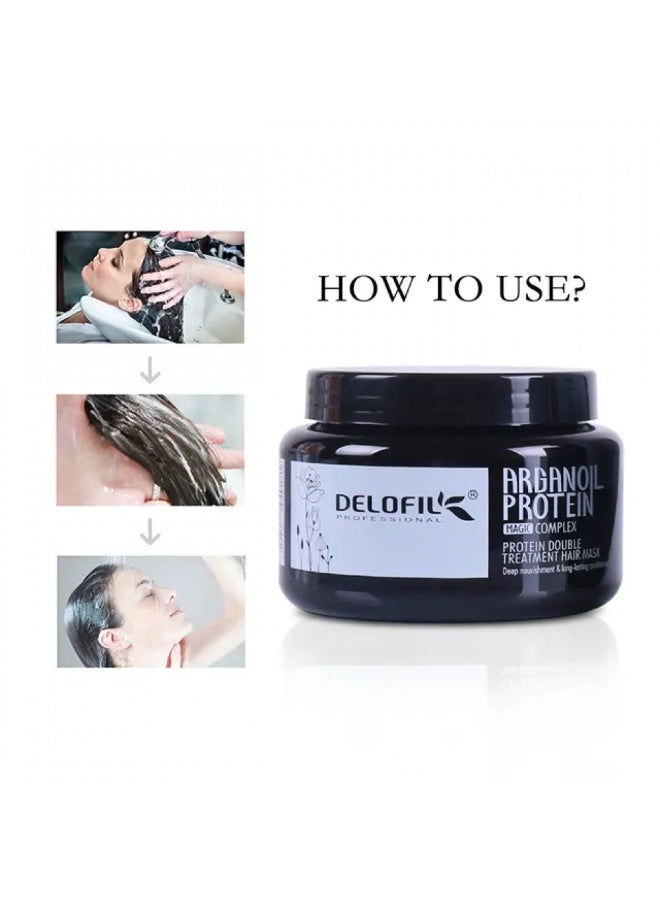 DELOFIL Professional - Argan Oil Protein Hair Mask, Intensive Repair for Damaged & Split Ends - 500ml. - Image 4