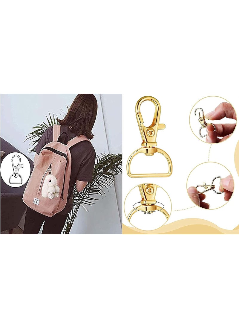 DIY Crafts - DIY DIYC-14219 Crafts Round Swivel Clasps with D Rings Slide Buckles Set Lanyard Snap Hooks Keychain Clip Hooks D Keychain Rings Lobster Claw Clasps Purse Hardware Sewing (30 Sets, Nickel Silver) - Image 1