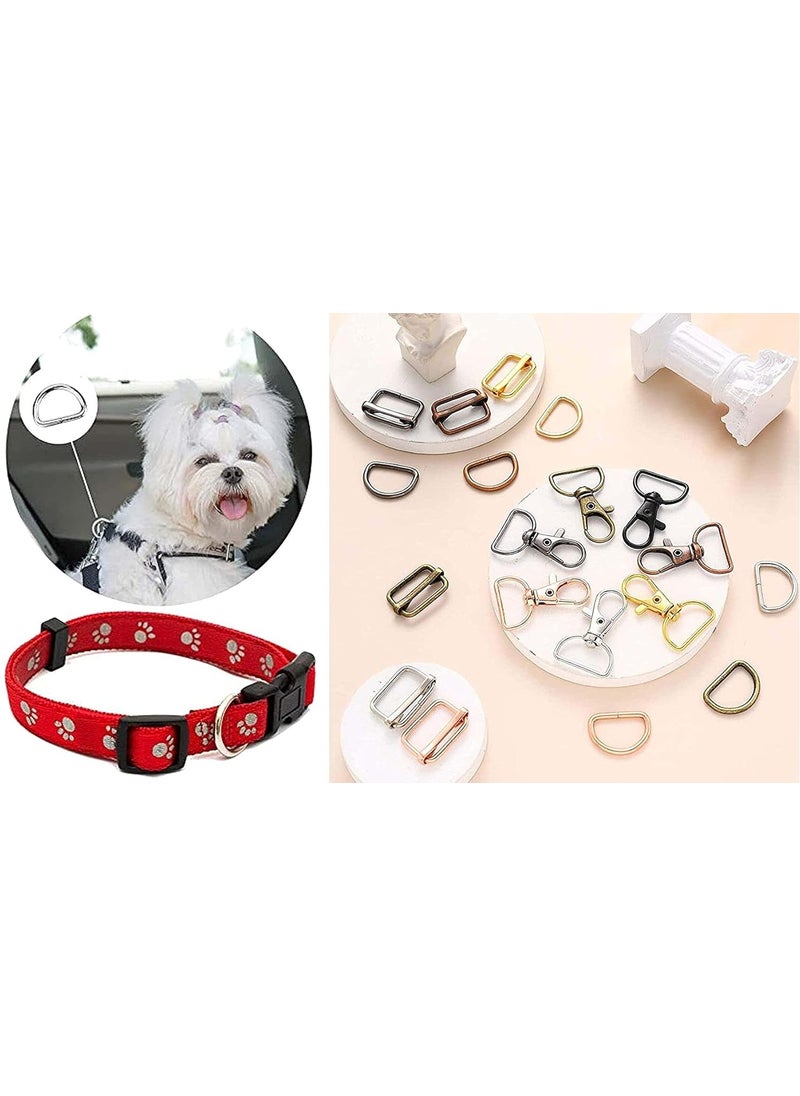 DIY Crafts - DIY DIYC-14219 Crafts Round Swivel Clasps with D Rings Slide Buckles Set Lanyard Snap Hooks Keychain Clip Hooks D Keychain Rings Lobster Claw Clasps Purse Hardware Sewing (30 Sets, Nickel Silver) - Image 1