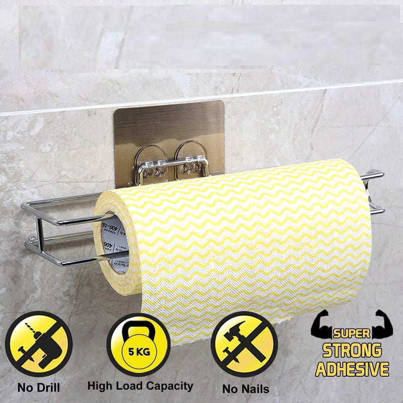 FRALUPO Paper Towel Holder with Magic Adhesive Pad, Kitchen Paper Roll Holder Wall Mount, Stainless Steel Self Adhesive Wall Mount Towel Bar for Kitchen Bathroom (1) - Image 2