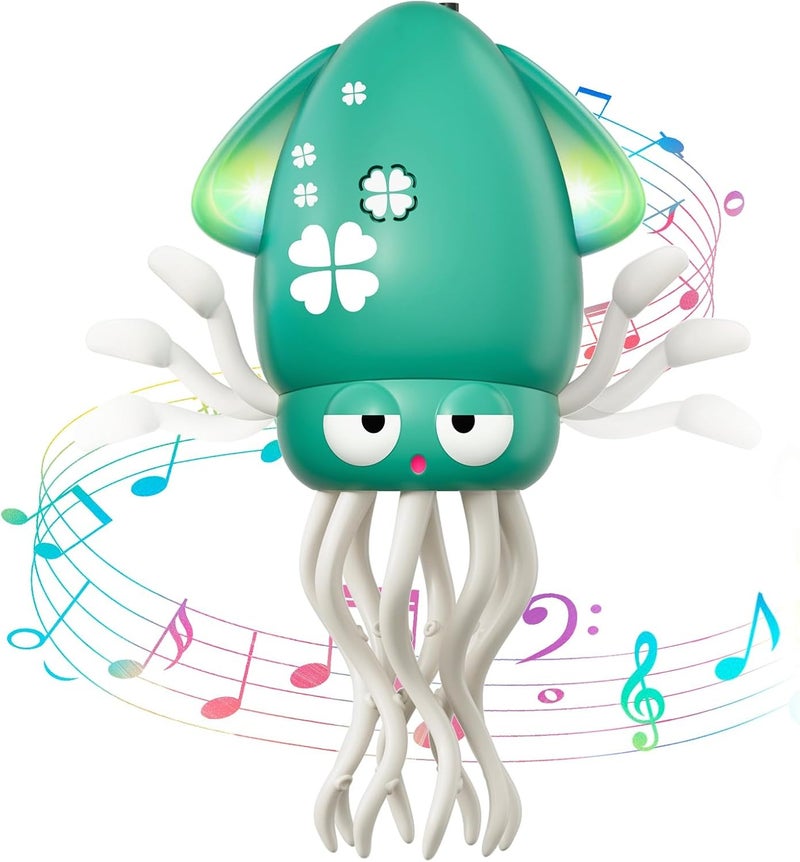 WAVISA Dancing Squid Baby Toy, Electric Crawling Octopus Tummy Time Toy, Rechargeable Dancing Music Squid Baby Toys for 3 4 5 6 Year Old Kids Boy Girl Birthday Gifts Christmas Stocking Stuffers (Green) - Image 2