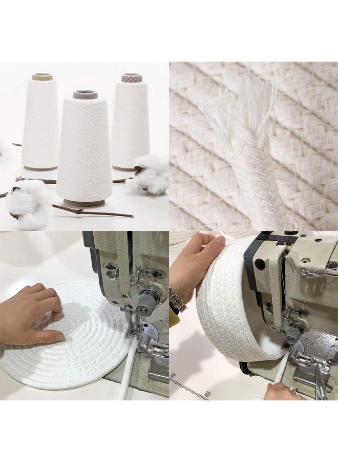 Sea Team Round Cotton Rope Storage Basket with Lid, Decorative Woven Storage Bin, Pot, Caddy, Organizer, Container for Snacks, Towels, Plants (White, Small/2-Pack) - Image 5