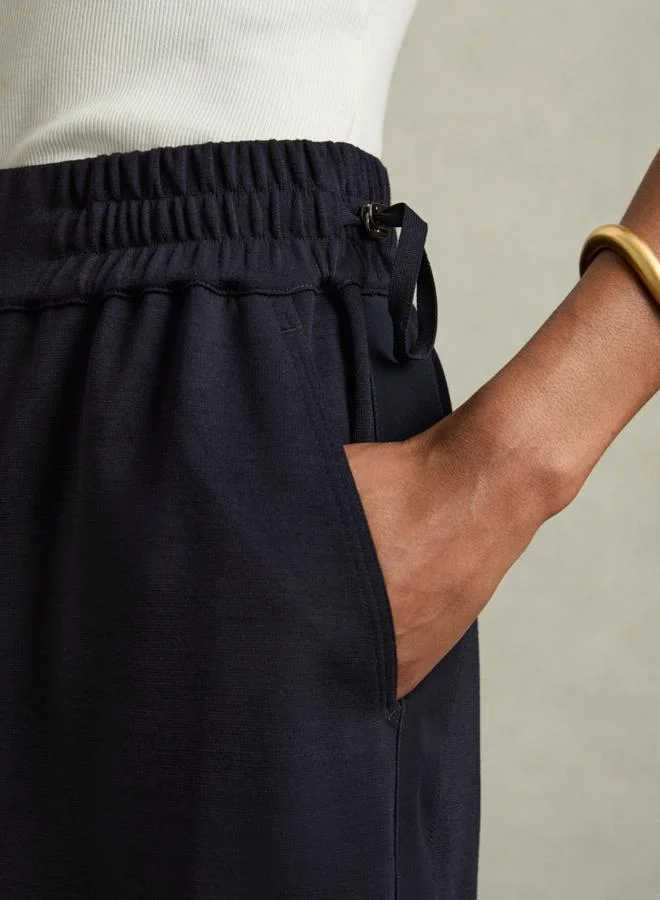 REISS Ruched Jersey Midi Skirt
