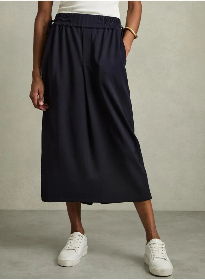 REISS Ruched Jersey Midi Skirt