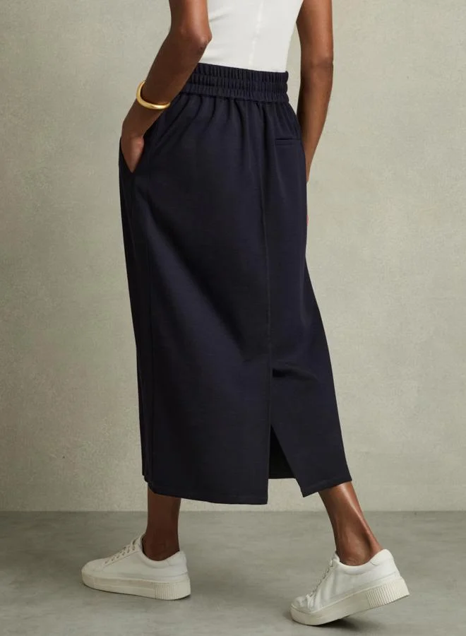 REISS Ruched Jersey Midi Skirt