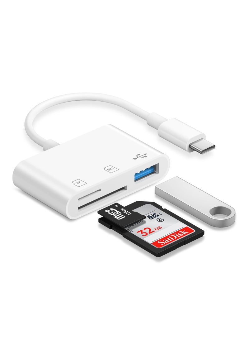 SD Card Reader for iPhone 16, USB C SD Card Reader 3 in 1 USB 3 Slots iPhone iPad Mac Digital Camera Memory Card Reader, Plug & Play Compatible with iPhone 16 15 Micro SD Card Reader Adapter  - Image 1