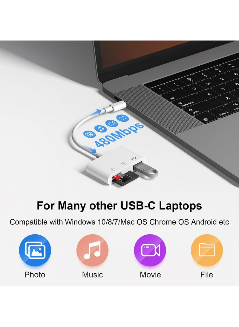 SD Card Reader for iPhone 16, USB C SD Card Reader 3 in 1 USB 3 Slots iPhone iPad Mac Digital Camera Memory Card Reader, Plug & Play Compatible with iPhone 16 15 Micro SD Card Reader Adapter  - Image 3