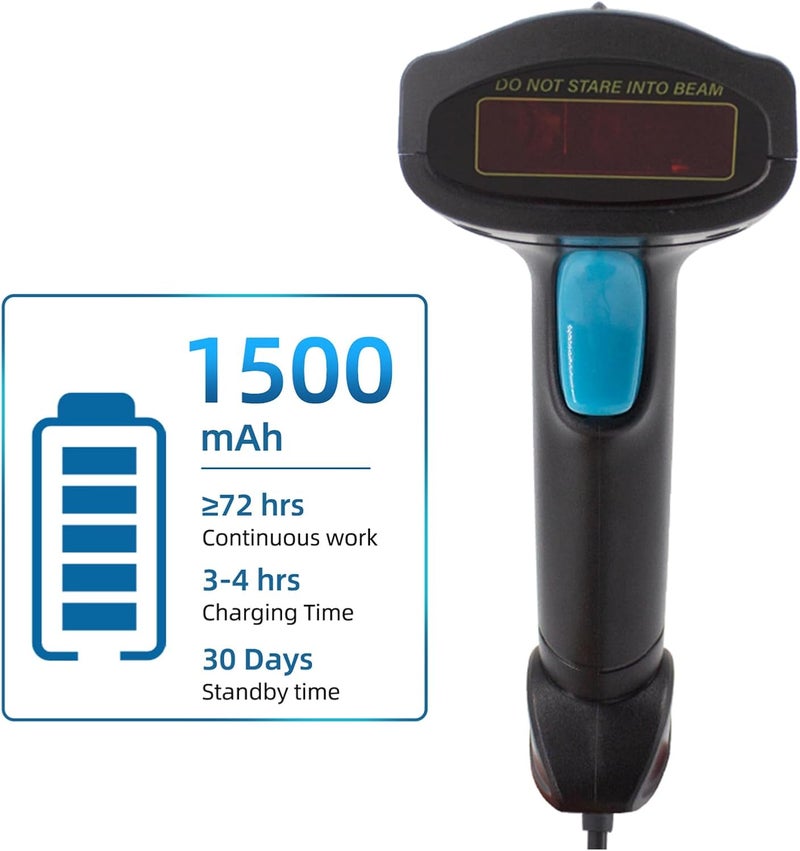 WALFRONT 1D Barcode Scanner Handheld Wireless USB Wired Barcode Reader Manual Auto Continuous Scan for with 2.4G Wireless Plug and Play for Supermarket Retail Warehouse Logistics (U-1W) - Image 4