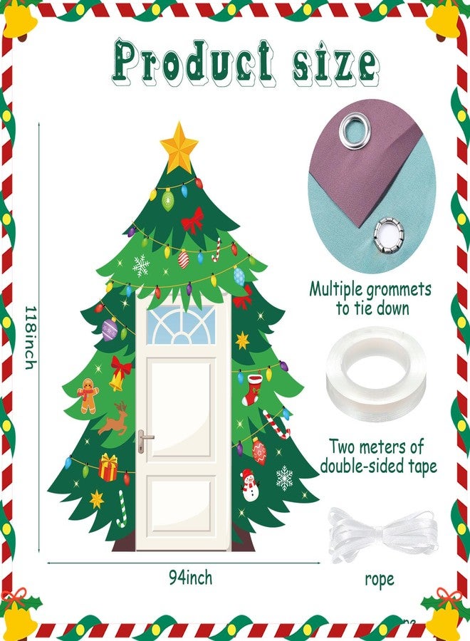 Moukeren Christmas Tree Door Cover Party Decoration Christmas Theme Porch Banner Xmas Large Hanging Cover Backdrop for Front Door Birthday Party Photo Booth Props Favor Supplies - Image 2