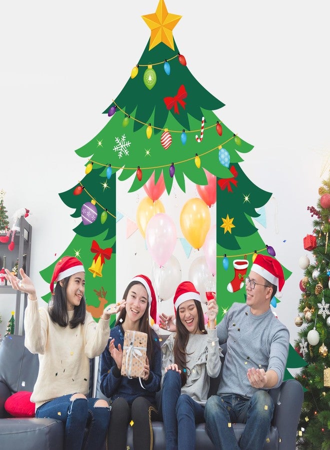 Moukeren Christmas Tree Door Cover Party Decoration Christmas Theme Porch Banner Xmas Large Hanging Cover Backdrop for Front Door Birthday Party Photo Booth Props Favor Supplies - Image 5