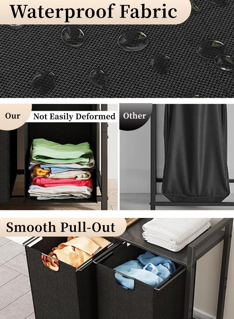 HomKawt Laundry Baskets Hamper Sorter, Portable Dirty Clothes Basket with Removable Oxford Fabric Bags, Laundry Storage Basket with Shelf for Bathroom, Bedroom & Laundry Room - Image 4