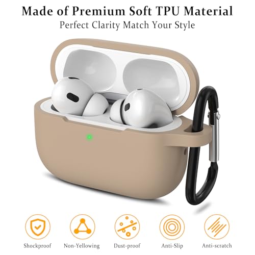 Tobfit Case for AirPods Pro 2, Wireless Charging, Powerful Drop Protection, TPU, Tough Magnetic Cover for AirPods Pro 1st/2nd Generation (2023/2022/2019)- Milk Tea - Image 3