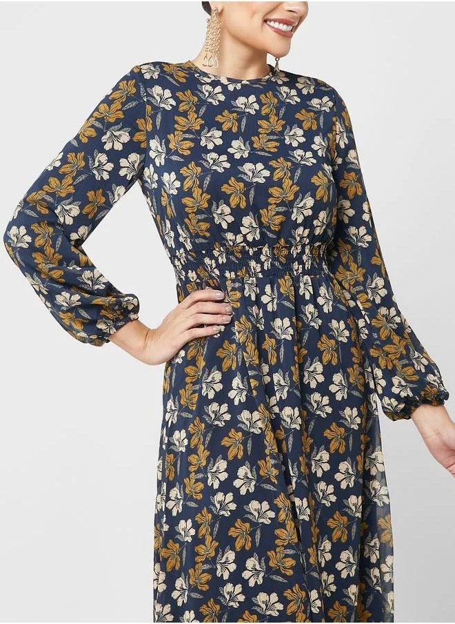 Refka by modanisa Floral Print Maxi Dress