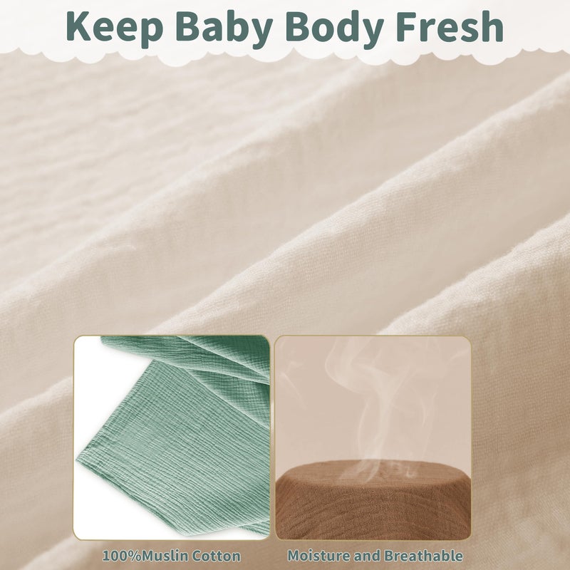 GUNTAIL Muslin Swaddle Blankets For Newborn  2 Pack Breathable Soft Receiving Blanket  Large 41 X 41 Inches Swaddle Wrap Burping Clothes  Essentials Infant Shower Items. (Beige & Light Gray) - Image 5