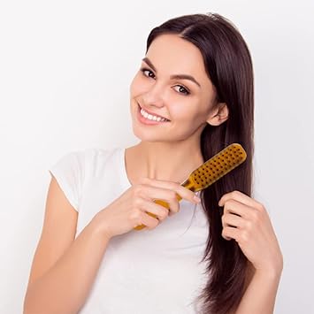 VinBee Travel Hair Brush AntiStatic Folding Hairbrush for Hair Restoration Shine and Detangling Small Detangling Brush for Girls Boys Women Men Kids Wet Dry Hair Mini Boar Bristle Beard Brush - Image 2