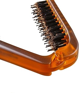 VinBee Travel Hair Brush AntiStatic Folding Hairbrush for Hair Restoration Shine and Detangling Small Detangling Brush for Girls Boys Women Men Kids Wet Dry Hair Mini Boar Bristle Beard Brush - Image 4