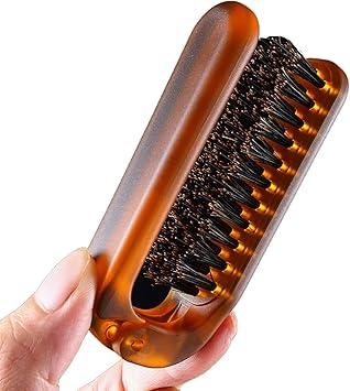 VinBee Travel Hair Brush AntiStatic Folding Hairbrush for Hair Restoration Shine and Detangling Small Detangling Brush for Girls Boys Women Men Kids Wet Dry Hair Mini Boar Bristle Beard Brush - Image 1