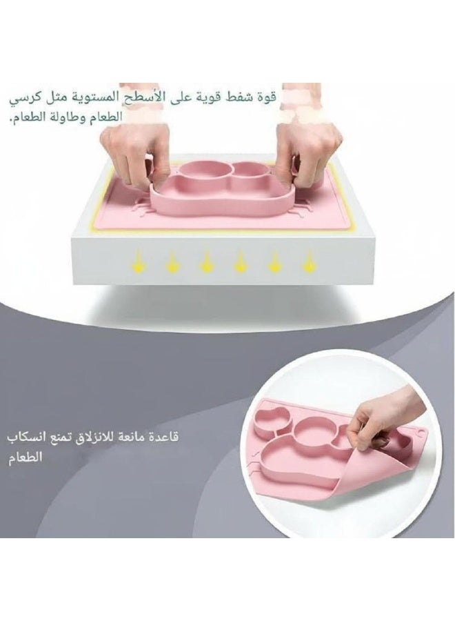 طبق سيليكون مقسم للأطفال بتصميم كابوريا لطيف ومميز مضاد للانزلاق آمن للأطفال مناسب لتقديم الطعام اليومي وتشجيع الطفل على الأكل الذاتي بسهولة وتنظيم الوجبات - Image 5