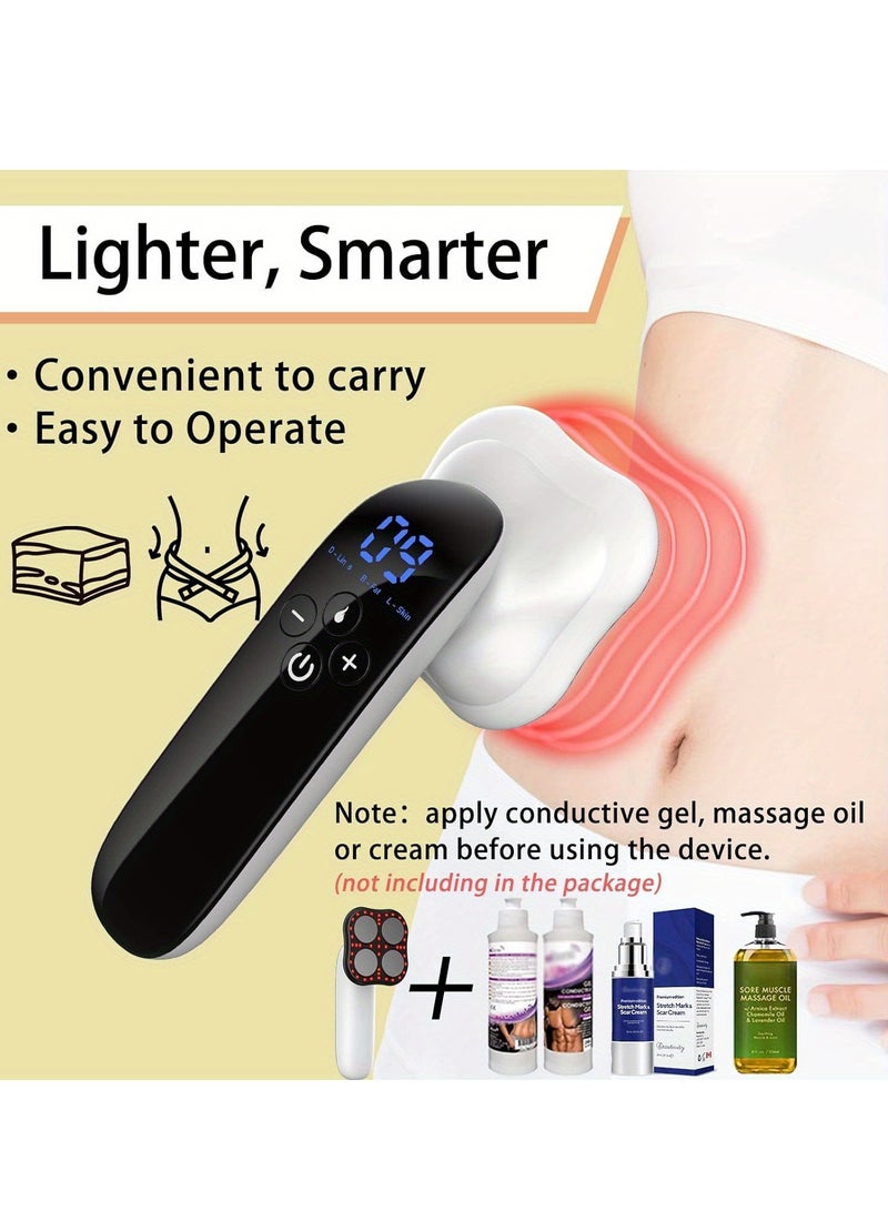 جهاز مطور لنحت الجسم، جهاز تدليك السيلوليت المحمول باليد للبطن والذراعين والساقين والخصر والمؤخرة، 4 رؤوس تدليك ذات سطح تلامس أكبر مع الجسم، جهاز حرق البطن - Image 3