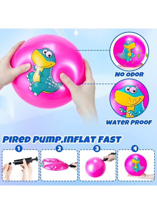 Hymaz Balls for Toddlers, 9" Inflatable Bouncy Balls for Kids Soft Sensory Balls with Dinosaurs Pattern and Pump for Indoor Outdoor Beach Playground Backyard Pool Games - Image 4